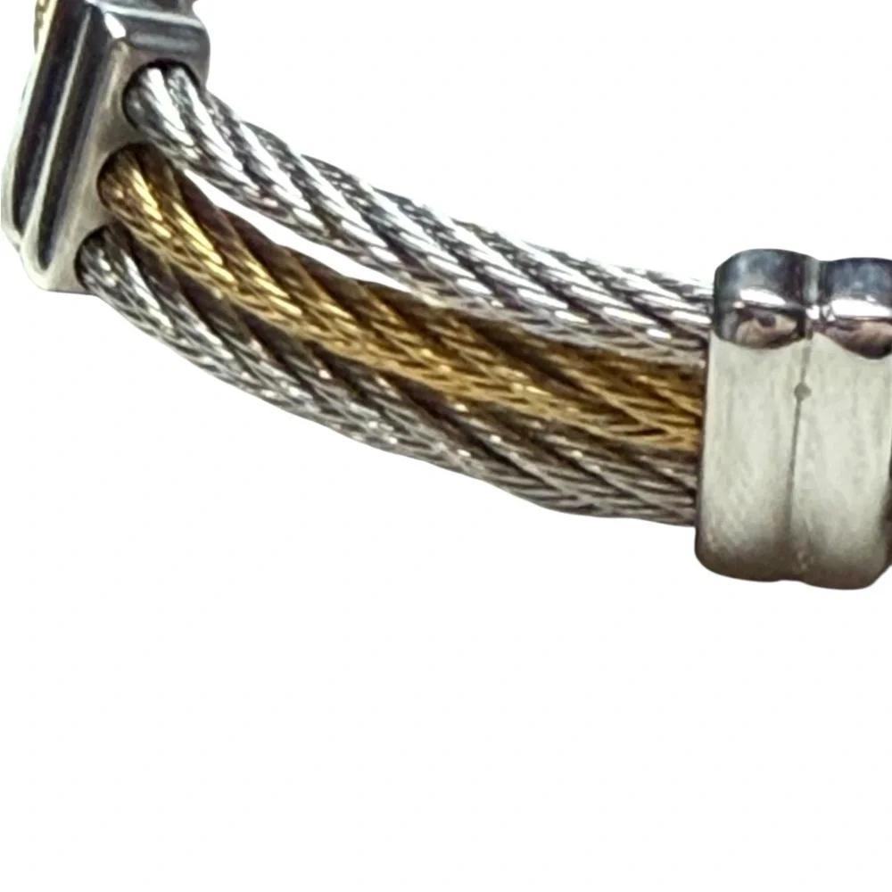 Stainless Steel Two-Tone Cable Cross Bracelet